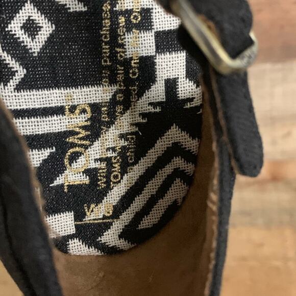 New Toms Espadrille Wedge Sandals Black White Aztec Tribal Size 9 - Picture 8 of 9